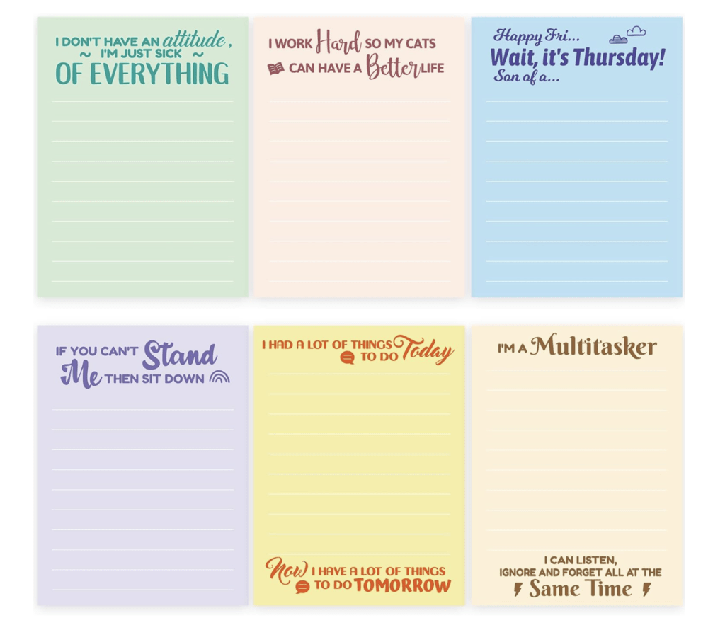 6-pack of funny note pads!